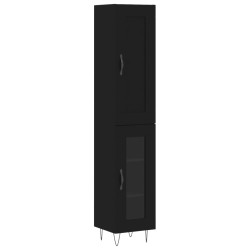 vidaXL Aparador de madera contrachapada negro 34,5x34x180 cm