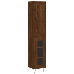 vidaXL Aparador alto madera contrachapada roble marrón 34,5x34x180 cm