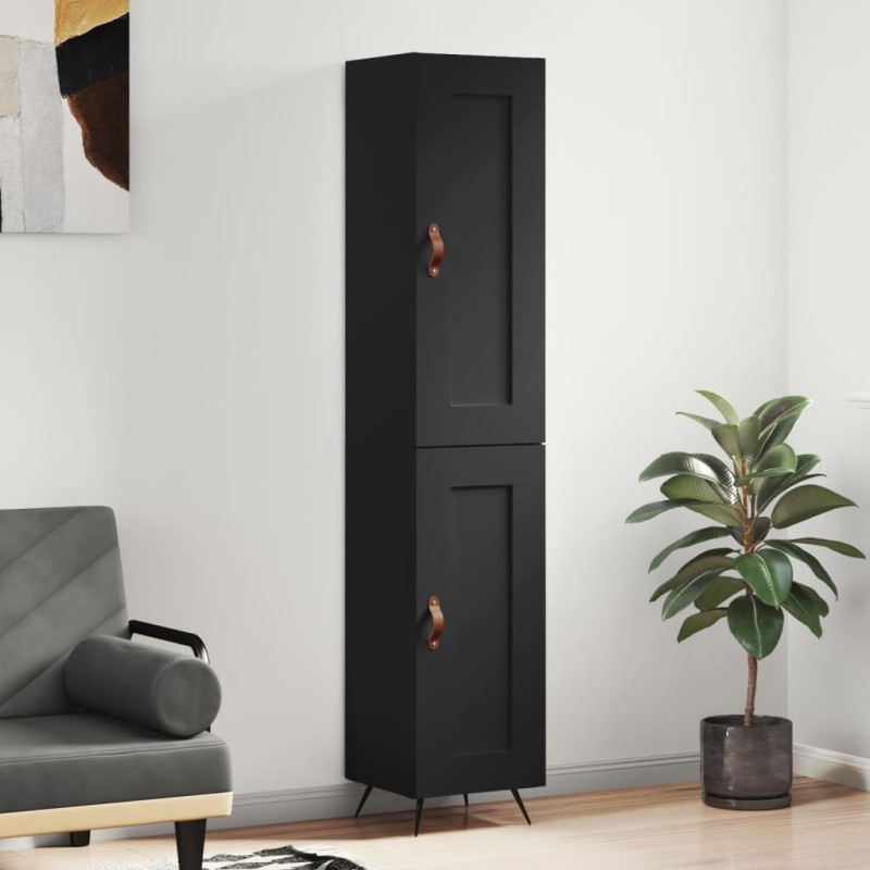 vidaXL Aparador de madera contrachapada negro 34,5x34x180 cm vidaXL Aparador de madera contrachapada negro 34,5x34x180 cm