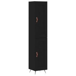 vidaXL Aparador de madera contrachapada negro 34,5x34x180 cm