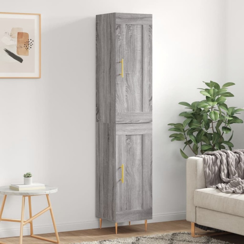 vidaXL Aparador alto madera contrachapada gris Sonoma 34,5x34x180 cm
