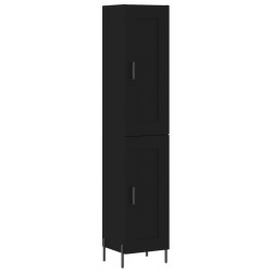vidaXL Aparador de madera contrachapada negro 34,5x34x180 cm
