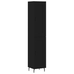 vidaXL Aparador de madera contrachapada negro 34,5x34x180 cm