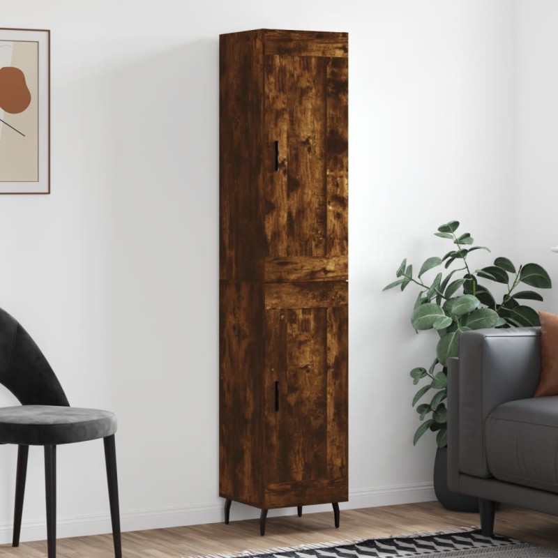vidaXL Aparador de madera contrachapada roble ahumado 34,5x34x180 cm vidaXL Aparador de madera contrachapada roble ahumado 34,5x34x180 cm