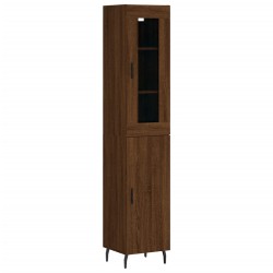 vidaXL Aparador alto madera contrachapada roble marrón 34,5x34x180 cm