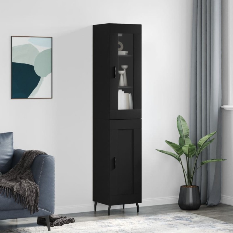 vidaXL Aparador de madera contrachapada negro 34,5x34x180 cm vidaXL Aparador de madera contrachapada negro 34,5x34x180 cm