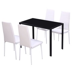 vidaXL Conjunto de mesa de comedor 5 piezas blanco y negro