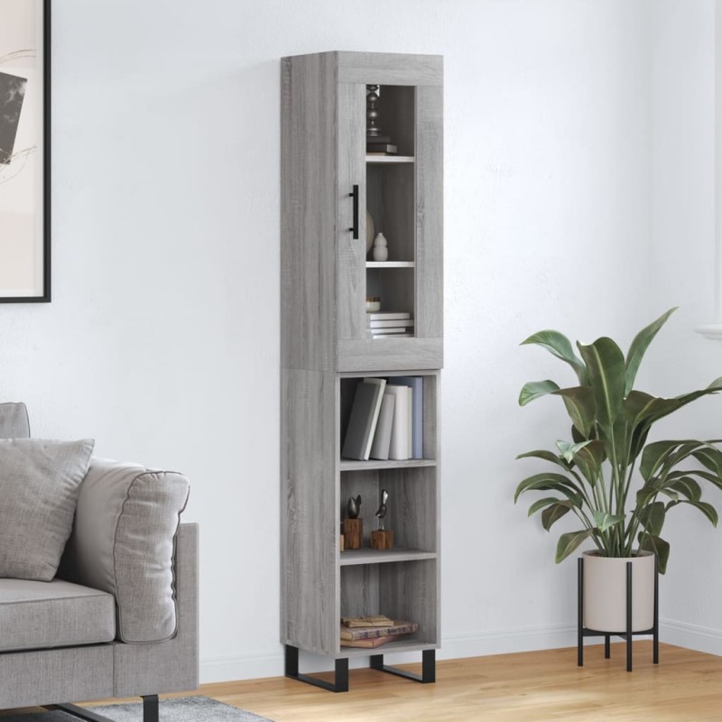 vidaXL Aparador alto madera contrachapada gris Sonoma 34,5x34x180 cm vidaXL Aparador alto madera contrachapada gris Sonoma 34,5x34x180 cm