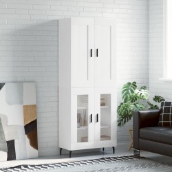 vidaXL Aparador alto madera contrachapada blanco brillo 69,5x34x180 cm