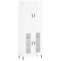 vidaXL Aparador alto madera contrachapada blanco brillo 69,5x34x180 cm
