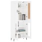 vidaXL Aparador alto madera contrachapada blanco brillo 69,5x34x180 cm