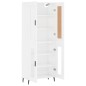 vidaXL Aparador alto madera contrachapada blanco brillo 69,5x34x180 cm