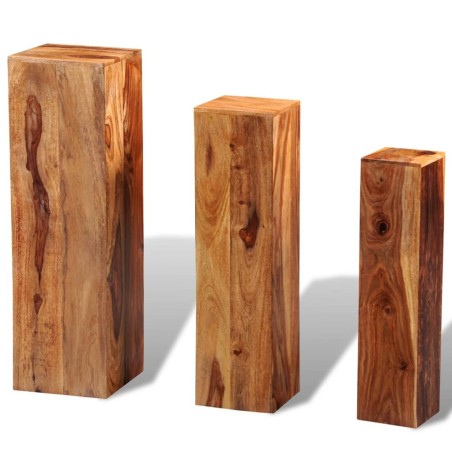 vidaXL Soportes para plantas 3 uds madera maciza de sheesham marrón