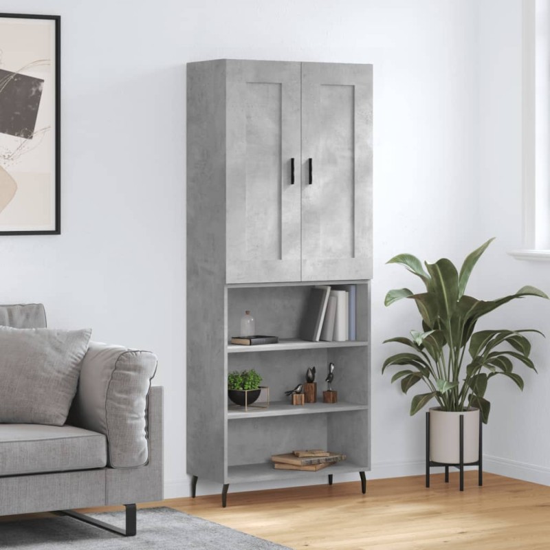 vidaXL Aparador alto madera contrachapada gris hormigón 69,5x34x180 cm vidaXL Aparador alto madera contrachapada gris hormigón 69,5x34x180 cm