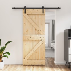 vidaXL Puerta corredera con herrajes madera maciza de pino 85x210 cm