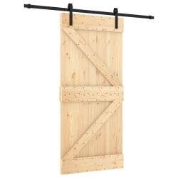 vidaXL Puerta corredera con herrajes madera maciza de pino 95x210 cm