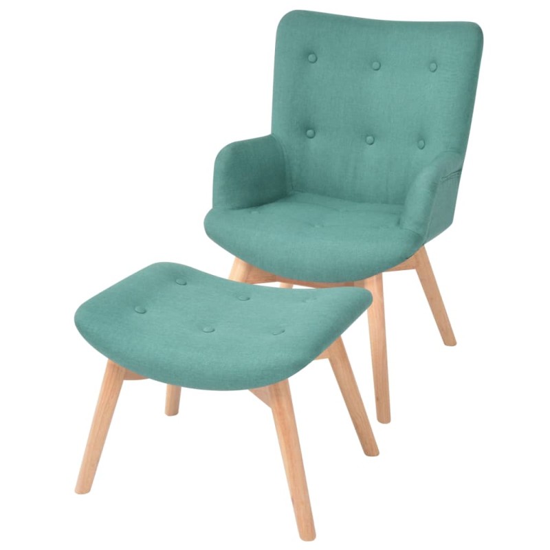 vidaXL Sillón con taburete reposapiés de tela verde