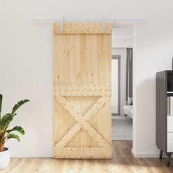 vidaXL Puerta corredera con herrajes madera maciza de pino 90x210 cm