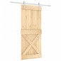 vidaXL Puerta corredera con herrajes madera maciza de pino 90x210 cm