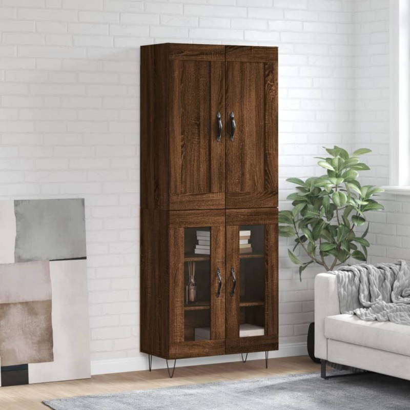 vidaXL Aparador alto madera contrachapada marrón roble 69,5x34x180 cm vidaXL Aparador alto madera contrachapada marrón roble 69,5x34x180 cm