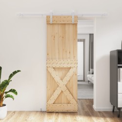 vidaXL Puerta corredera con herrajes madera maciza de pino 70x210 cm