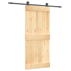 vidaXL Puerta corredera con herrajes madera maciza de pino 90x210 cm