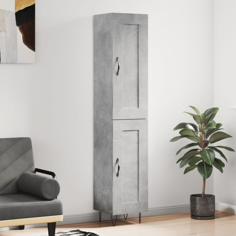 vidaXL Aparador de madera contrachapada gris hormigón 34,5x34x180 cm vidaXL Aparador de madera contrachapada gris hormigón 34,5x34x180 cm