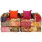 vidaXL Puf modular de 2 plazas de tela patchwork vidaXL Puf modular de 2 plazas de tela patchwork