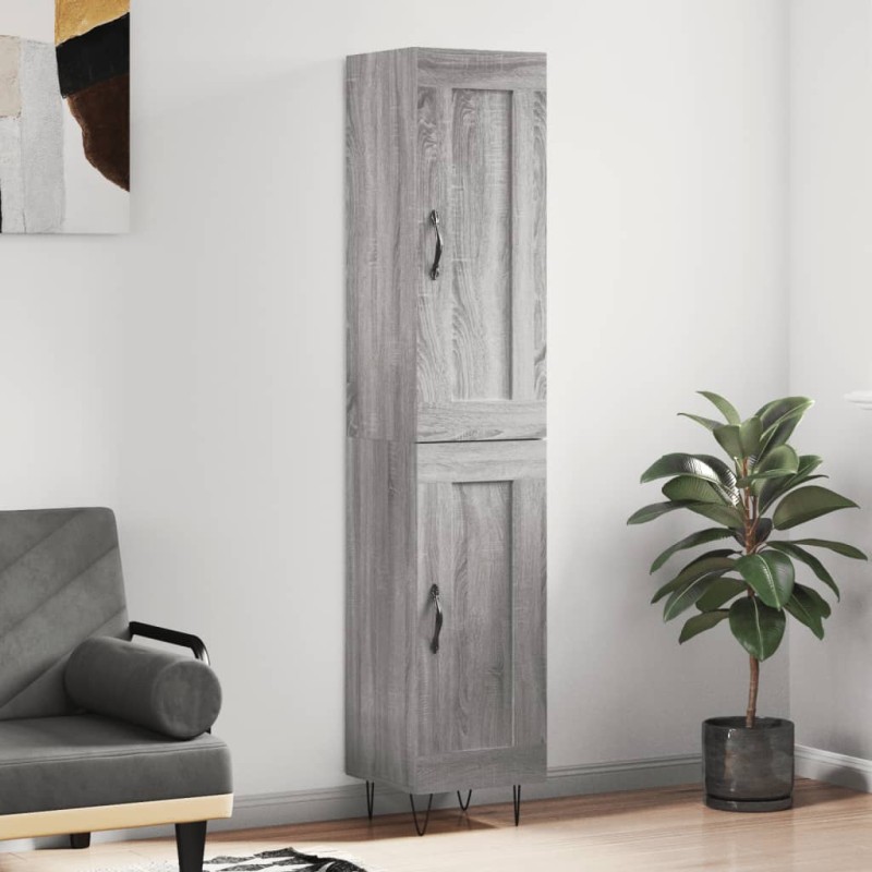 vidaXL Aparador alto madera contrachapada gris Sonoma 34,5x34x180 cm vidaXL Aparador alto madera contrachapada gris Sonoma 34,5x34x180 cm