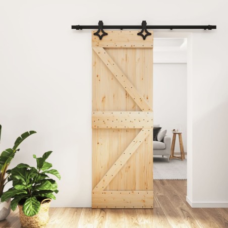 vidaXL Puerta corredera con herrajes madera maciza de pino 70x210 cm