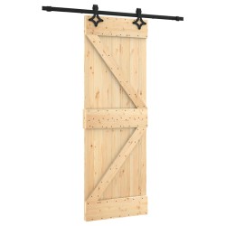 vidaXL Puerta corredera con herrajes madera maciza de pino 70x210 cm