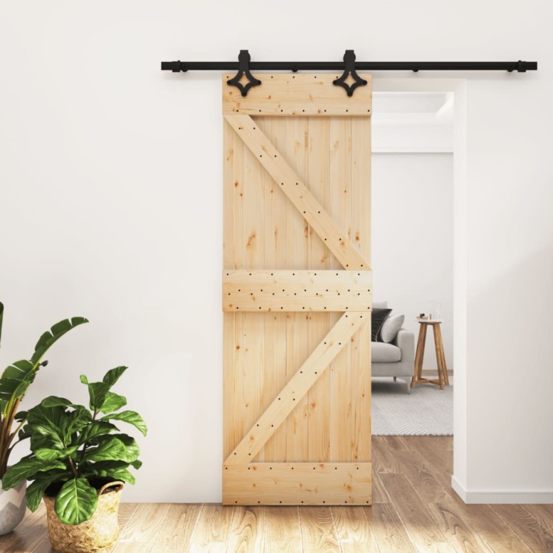 vidaXL Puerta corredera con herrajes madera maciza de pino 70x210 cm vidaXL Puerta corredera con herrajes madera maciza de pino 70x210 cm