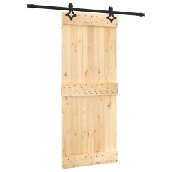 vidaXL Puerta corredera con herrajes madera maciza de pino 85x210 cm