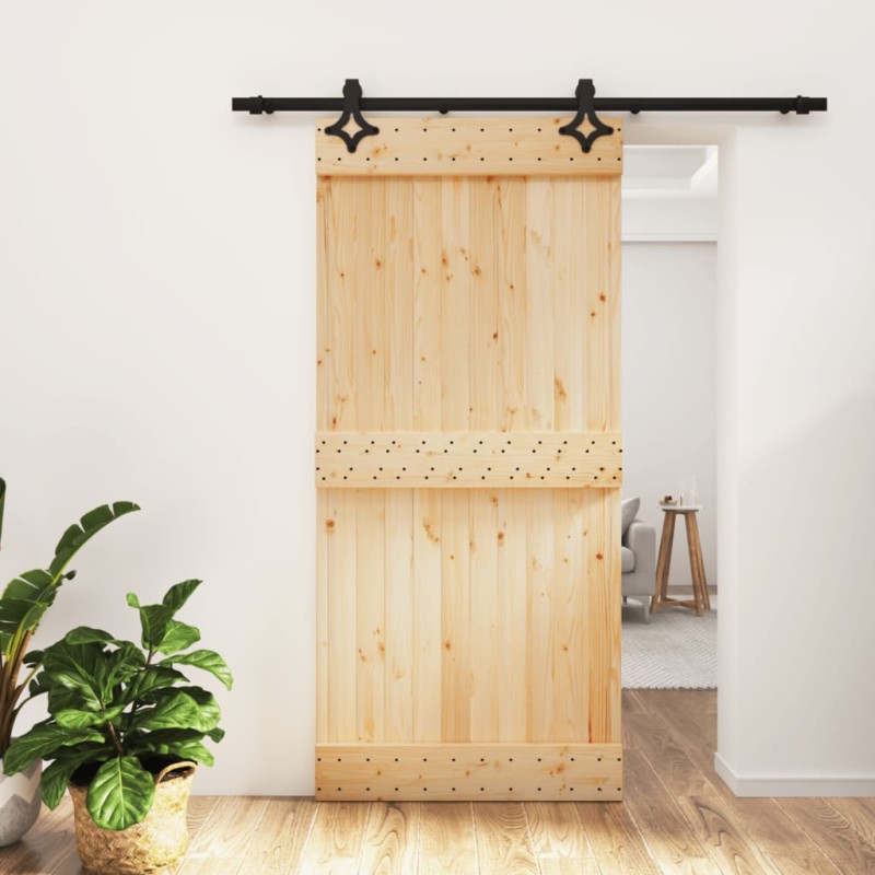 vidaXL Puerta corredera con herrajes madera maciza de pino 95x210 cm vidaXL Puerta corredera con herrajes madera maciza de pino 95x210 cm