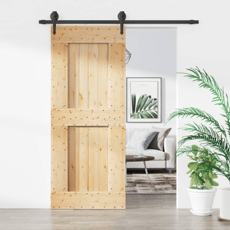 vidaXL Puerta corredera con herrajes madera maciza de pino 85x210 cm