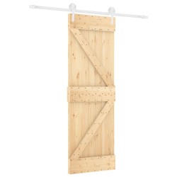 vidaXL Puerta corredera con herrajes madera maciza de pino 70x210 cm