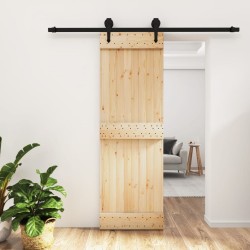 vidaXL Puerta corredera con herrajes madera maciza de pino 70x210 cm