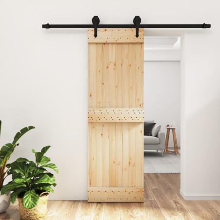 vidaXL Puerta corredera con herrajes madera maciza de pino 70x210 cm