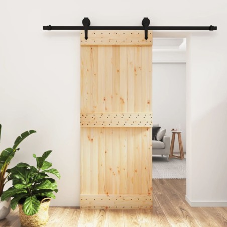 vidaXL Puerta corredera con herrajes madera maciza de pino 85x210 cm