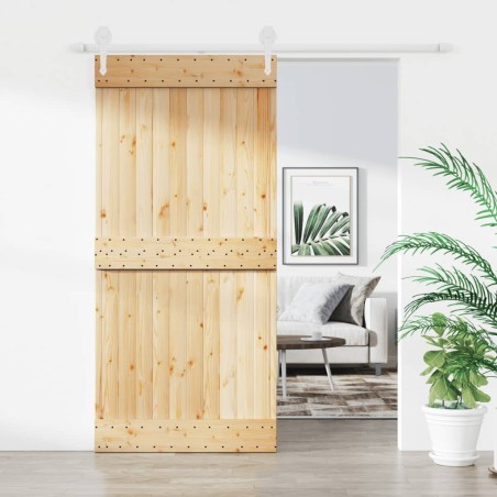 vidaXL Puerta corredera con herrajes madera maciza de pino 95x210 cm