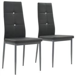 vidaXL Sillas de comedor 2 unidades cuero sintético gris