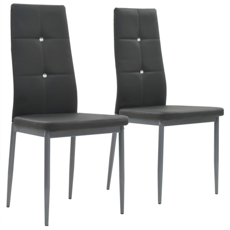vidaXL Sillas de comedor 2 unidades cuero sintético gris vidaXL Sillas de comedor 2 unidades cuero sintético gris