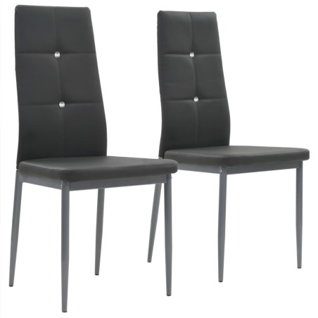 vidaXL Sillas de comedor 2 unidades cuero sintético gris