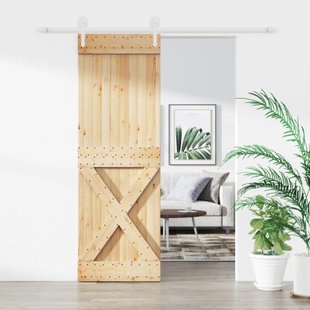 vidaXL Puerta corredera con herrajes madera maciza de pino 70x210 cm