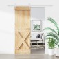 vidaXL Puerta corredera con herrajes madera maciza de pino 70x210 cm