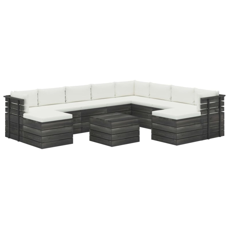 vidaXL Muebles de palets de jardín 11 pzas cojines madera maciza pino vidaXL Muebles de palets de jardín 11 pzas cojines madera maciza pino