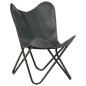vidaXL Silla Butterfly para niño de cuero auténtico gris vidaXL Silla Butterfly para niño de cuero auténtico gris