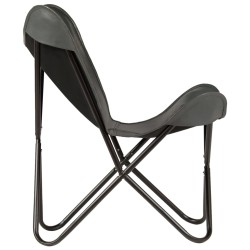 vidaXL Silla Butterfly para niño de cuero auténtico gris