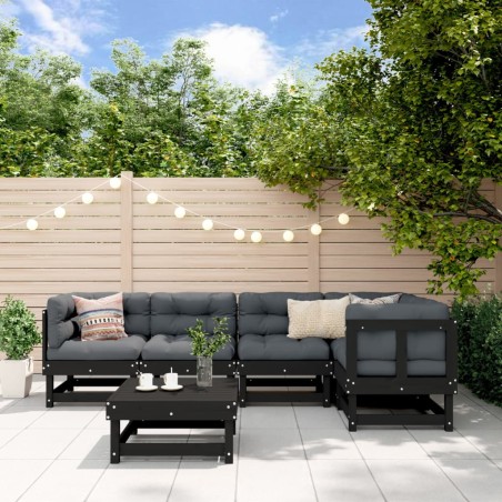 vidaXL Juego muebles de jardín 6 piezas madera maciza pino negro
