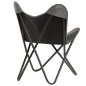 vidaXL Silla Butterfly para niño de cuero auténtico gris vidaXL Silla Butterfly para niño de cuero auténtico gris